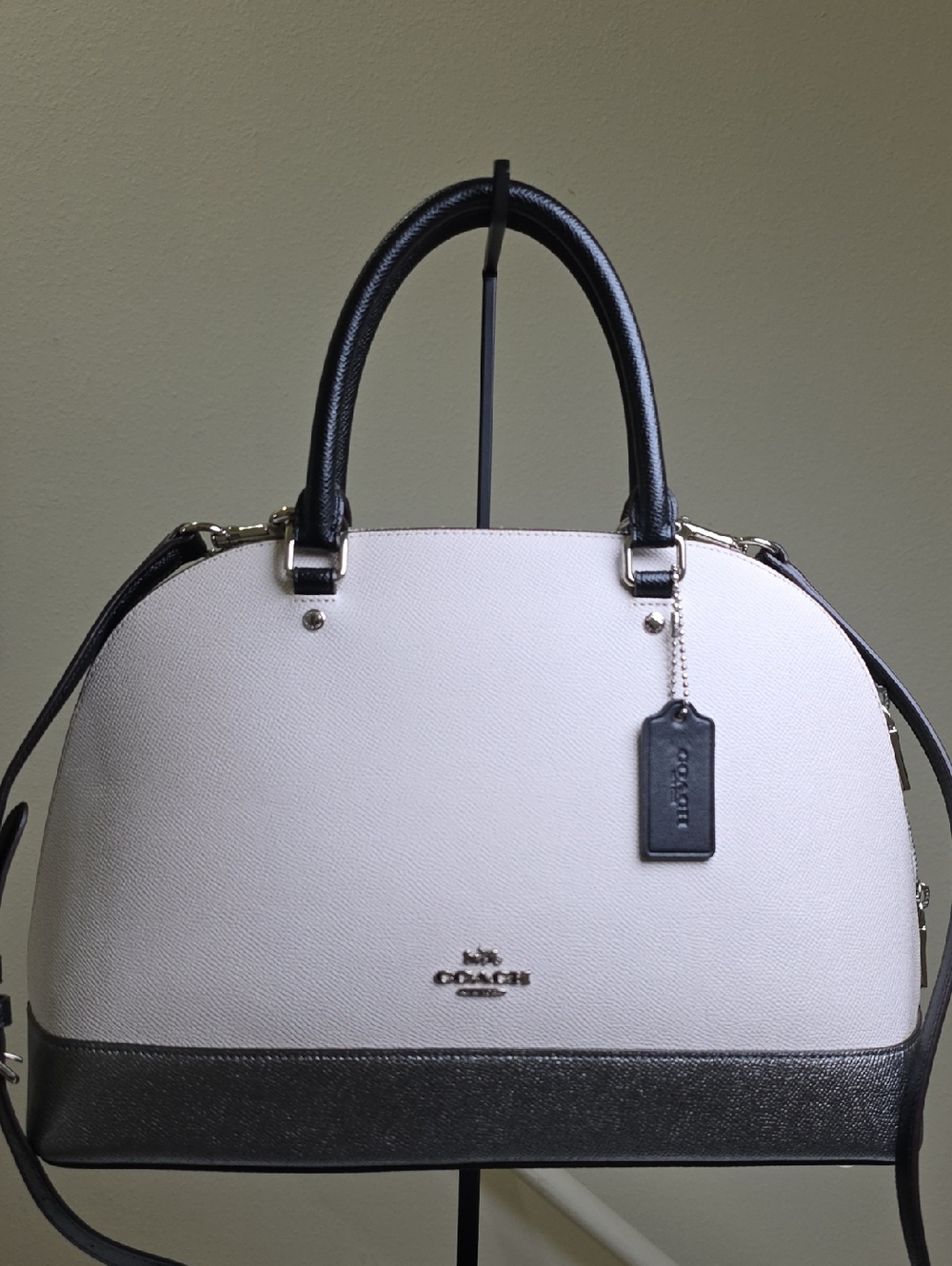 Coach F31074 Large Sierra Colorblock Satchel Chalk/Metallic Silver/SV EUC - Picture 3 of 16